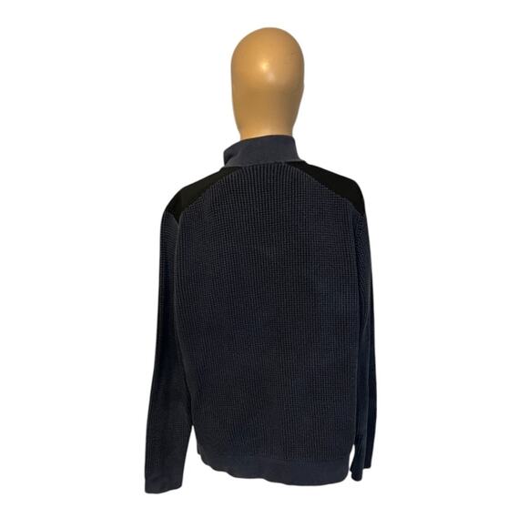 Calvin Klein Jeans Blue Waffle Knit Marquis Full Zip Jacket Sweater Men's Large - Picture 4 of 7